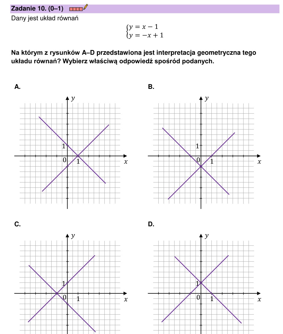 Zadanie 10: Interpretacja geometryczna układu - matura matematyka 2023