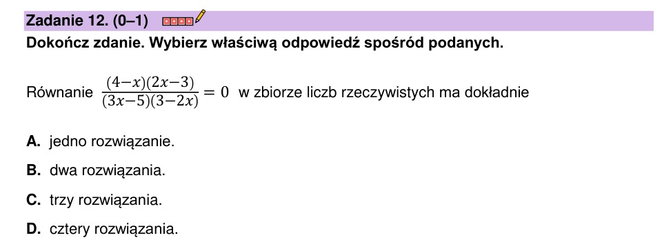 Zadanie 12: Liczba rozwiązań równania - matura matematyka 2023