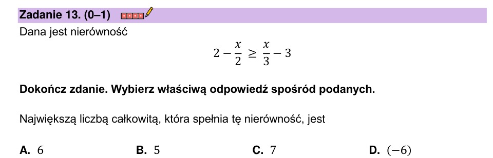 Zadanie 13: Największa liczba całkowita - matura matematyka 2023