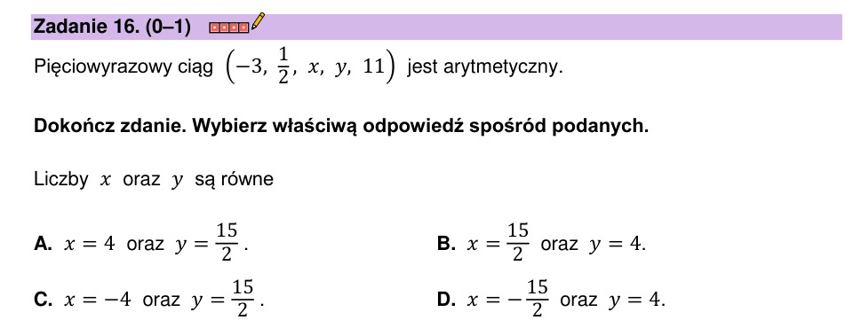 Zadanie 16: Ciąg arytmetyczny - matura matematyka 2023