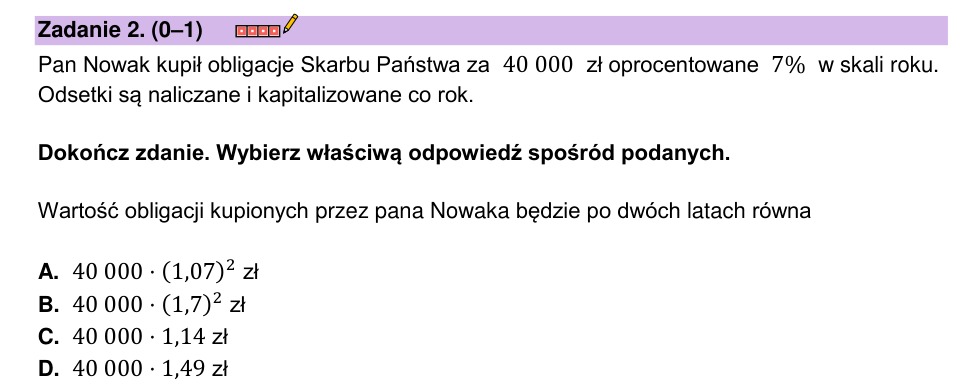 Zadanie 2: Wartość obligacji - matura matematyka 2023