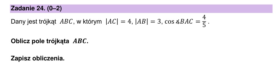 Zadanie 24: Pole trójkąta - matura matematyka 2023