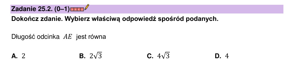 Zadanie 25.2: Długość odcinka AE - matura matematyka 2023