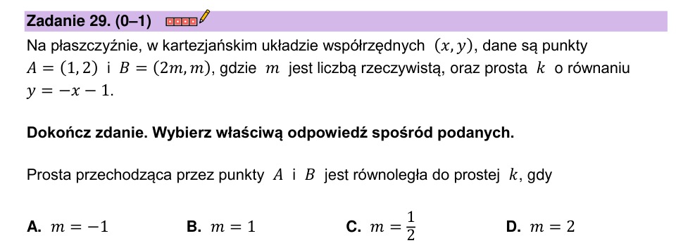 Zadanie 29: Prosta równoległa - matura matematyka 2023