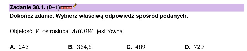 Zadanie 30.1: Objętość ostrosłupa - matura matematyka 2023