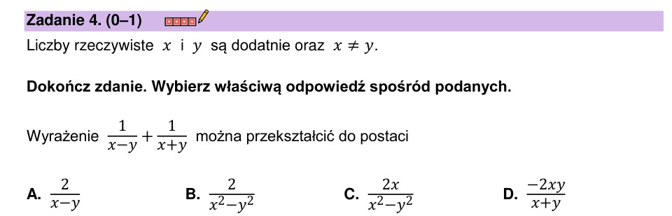 Zadanie 4: Przekształcenie wyrażenia - matura matematyka 2023