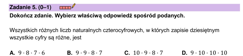 Zadanie 5: Liczby czterocyfrowe - matura matematyka 2023