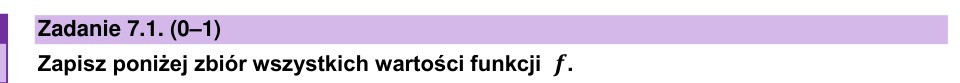 Zadanie 7.1: Zbiór wartości funkcji - matura matematyka 2023