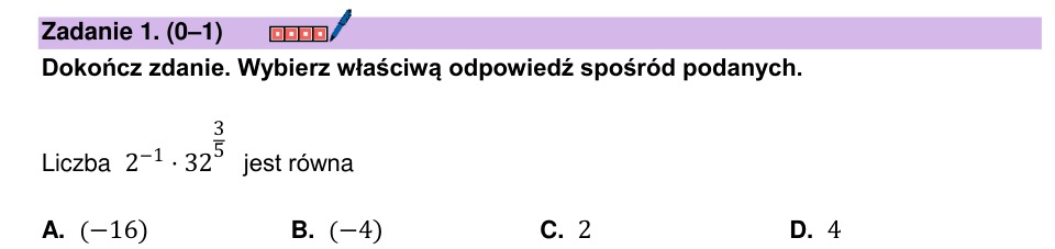 Zadanie 1: Wartość wyrażenia potęgowego - matura matematyka 2024
