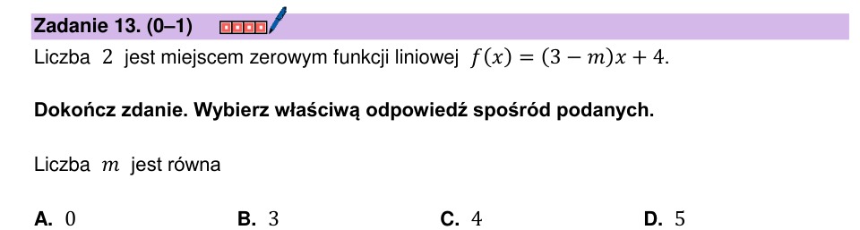 Zadanie 13: Parametr funkcji liniowej - matura matematyka 2024