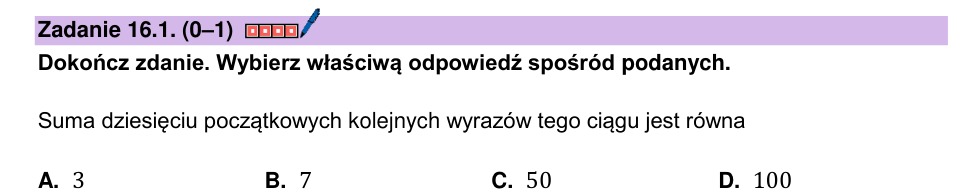 Zadanie 16.1: Suma dziesięciu wyrazów - matura matematyka 2024