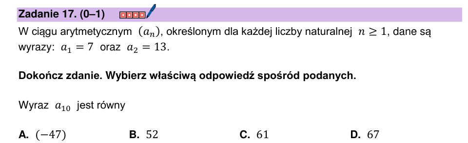 Zadanie 17: Dziesiąty wyraz ciągu - matura matematyka 2024