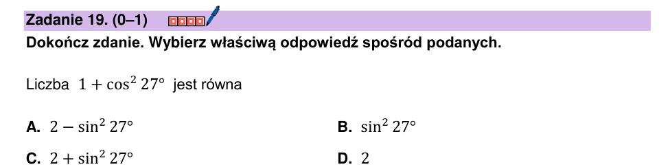 Zadanie 19: Jedynka trygonometryczna - matura matematyka 2024