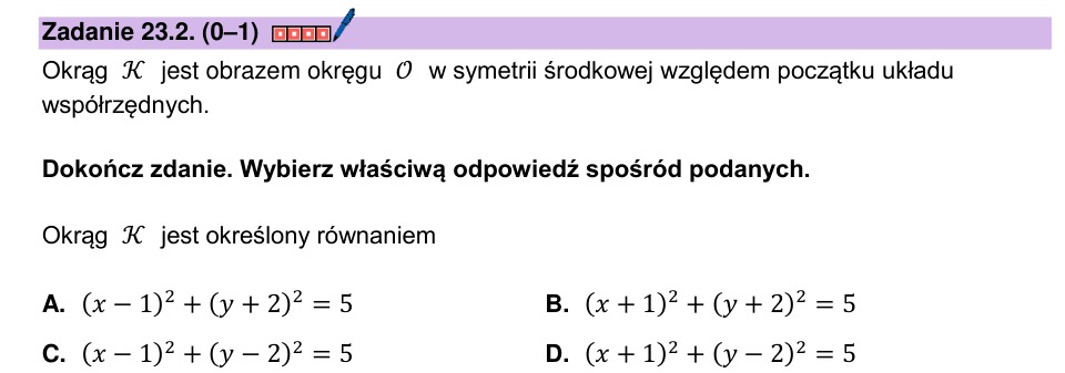 Zadanie 23.2: Obraz okręgu w symetrii - matura matematyka 2024