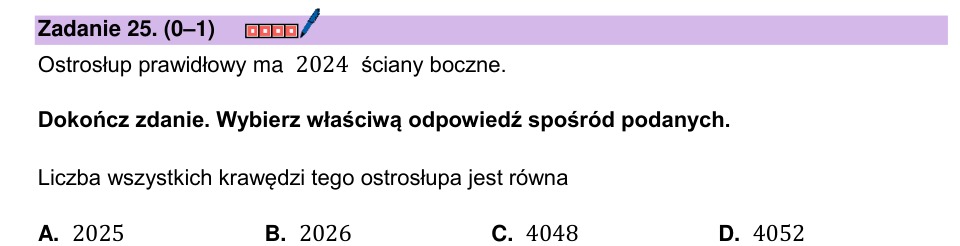 Zadanie 25: Krawędzie ostrosłupa - matura matematyka 2024