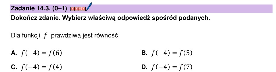 Zadanie 14.3: Równość wartości funkcji - matura matematyka 2024