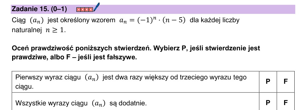 Zadanie 15: Wyrazy ciągu - matura matematyka 2024