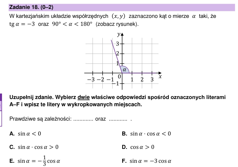Zadanie 18: Zależności trygonometryczne - matura matematyka 2024