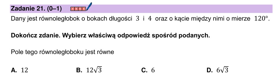Zadanie 21: Pole równoległoboku - matura matematyka 2024