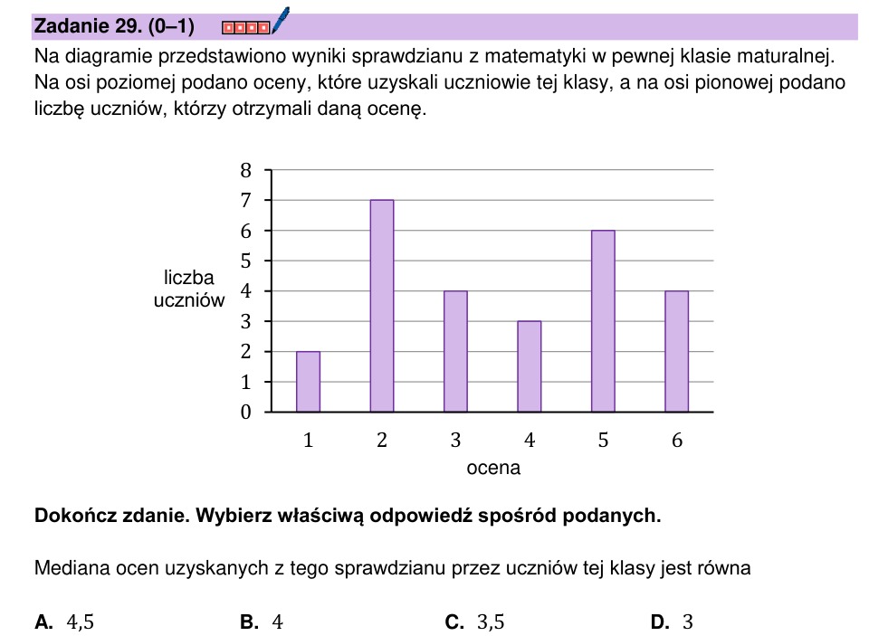 Zadanie 29: Mediana ocen - matura matematyka 2024