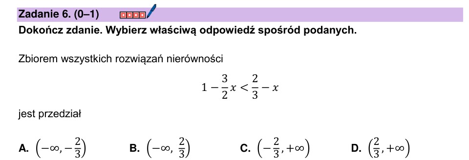 Zadanie 6: Przedział rozwiązań nierówności - matura matematyka 2024