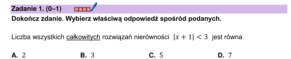 Zadanie 1: Rozwiązania nierówności z modułem - matura matematyka 2024