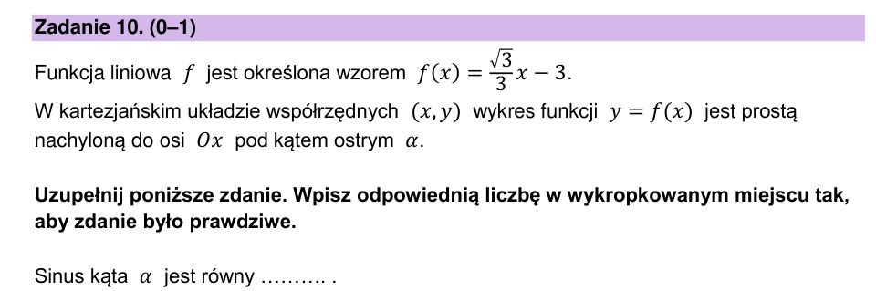 Zadanie 10: Sinus kąta nachylenia - matura matematyka 2024