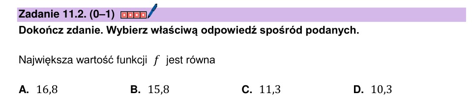Zadanie 11.2: Największa wartość funkcji - matura matematyka 2024