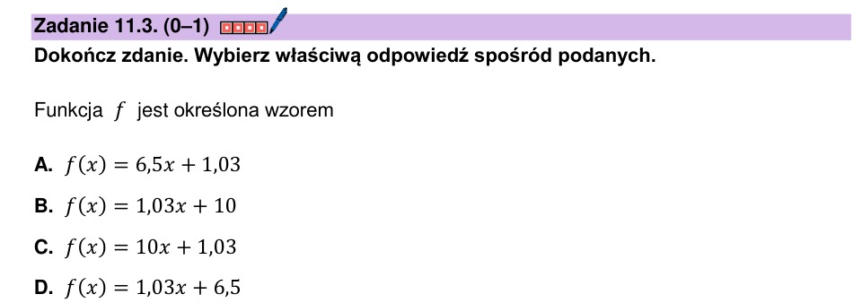 Zadanie 11.3: Wzór funkcji liniowej - matura matematyka 2024