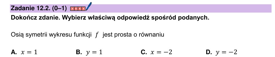 Zadanie 12.2: Oś symetrii paraboli - matura matematyka 2024