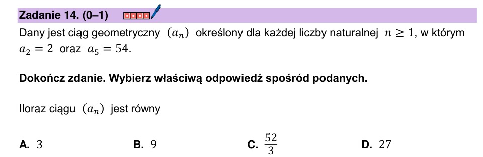 Zadanie 14: Iloraz ciągu geometrycznego - matura matematyka 2024