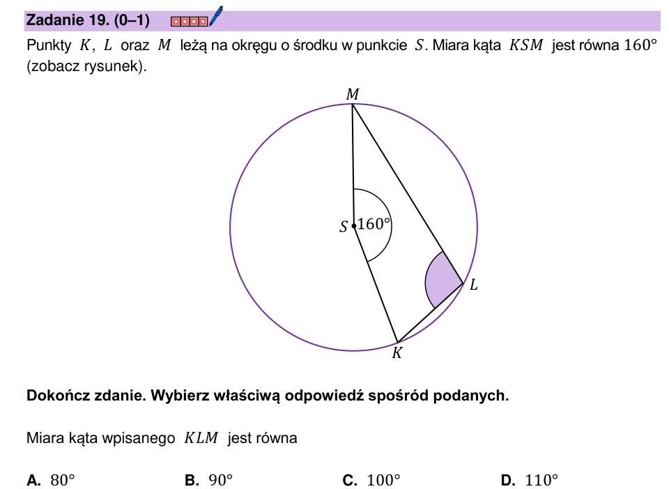 Zadanie 19: Miara kąta wpisanego - matura matematyka 2024