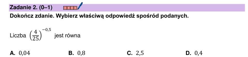 Zadanie 2: Potęga liczby wymiernej - matura matematyka 2024