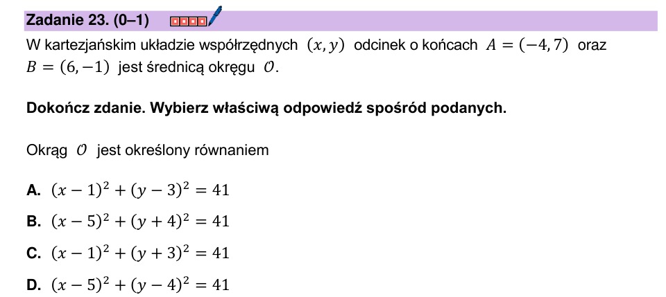 Zadanie 23: Równanie okręgu - matura matematyka 2024