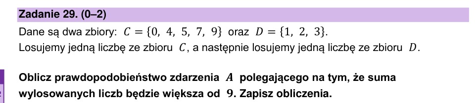 Zadanie 29: Prawdopodobieństwo sumy - matura matematyka 2024