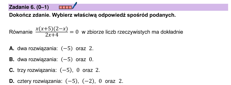 Zadanie 6: Liczba rozwiązań równania - matura matematyka 2024