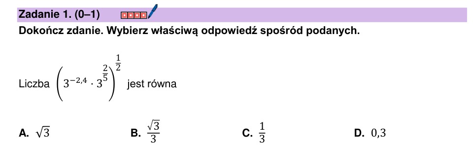 Zadanie 1: Wartość potęgi liczby - matura matematyka 2024