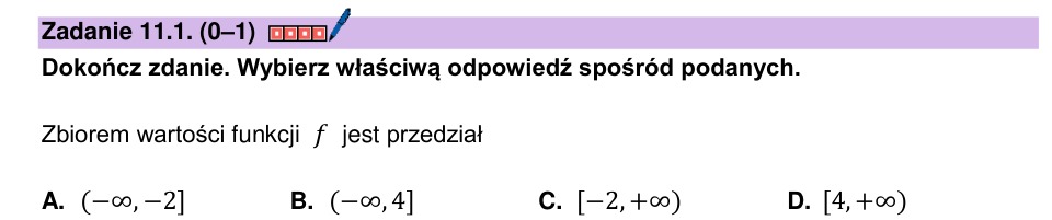 Zadanie 11.1: Zbiór wartości funkcji - matura matematyka 2024