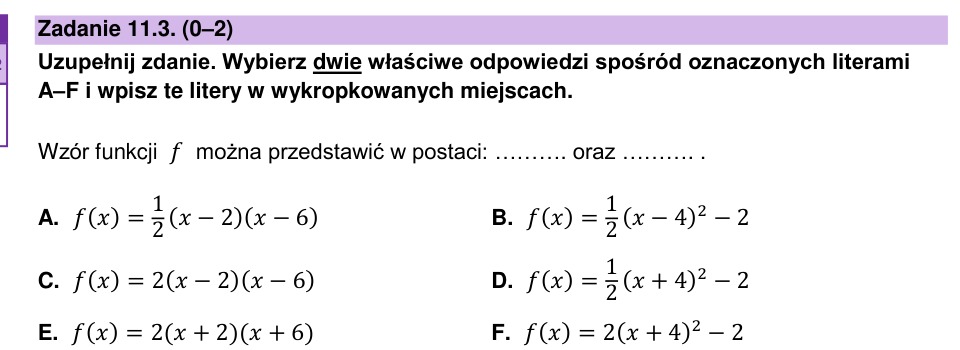Zadanie 11.3: Dwie postaci wzoru - matura matematyka 2024