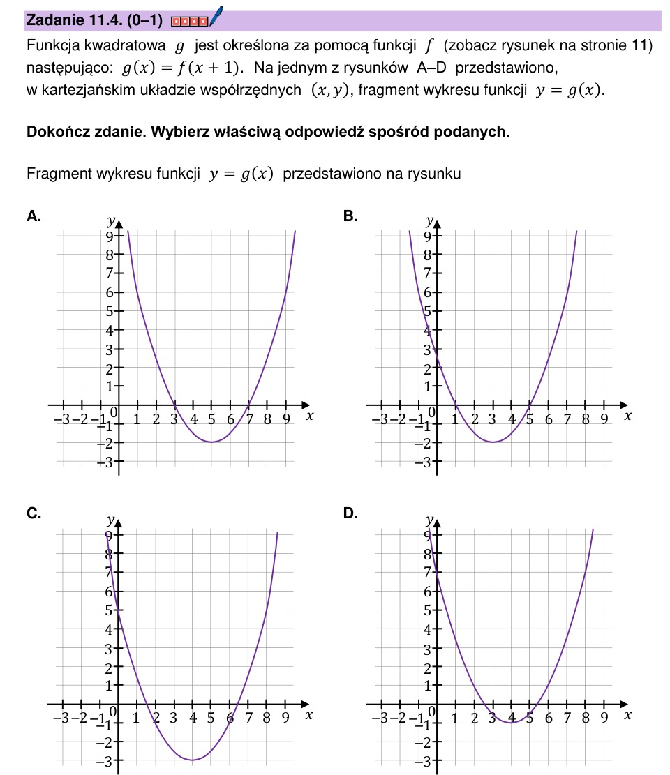 Zadanie 11.4: Przesunięcie wykresu funkcji - matura matematyka 2024