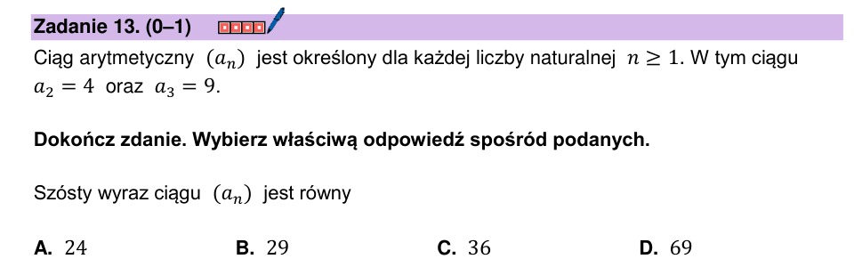 Zadanie 13: Szósty wyraz ciągu - matura matematyka 2024