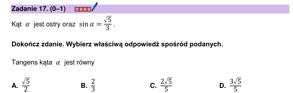 Zadanie 17: Tangens kąta ostrego - matura matematyka 2024