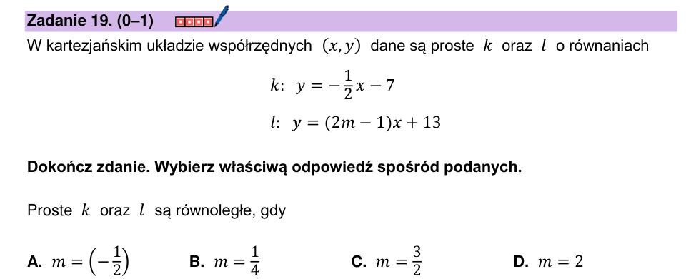 Zadanie 19: Proste równoległe - matura matematyka 2024