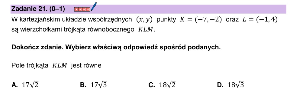 Zadanie 21: Pole trójkąta równobocznego - matura matematyka 2024