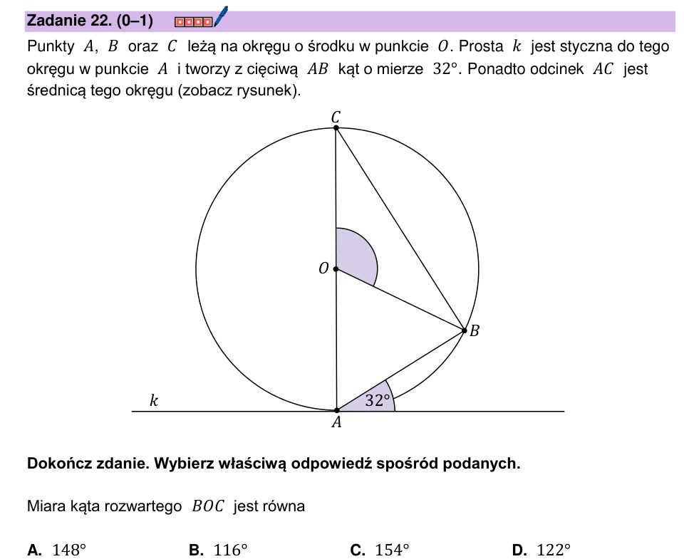 Zadanie 22: Miara kąta rozwartego - matura matematyka 2024