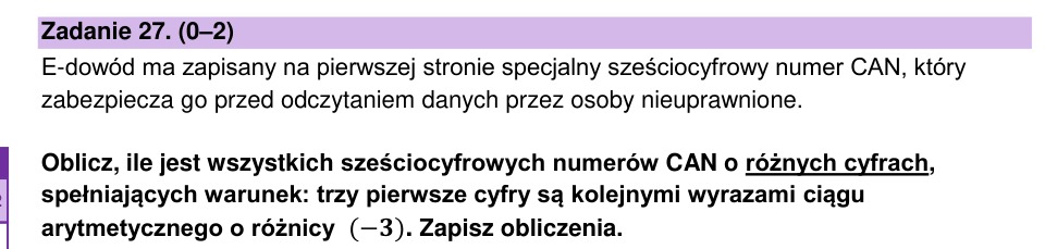 Zadanie 27: Sześciocyfrowe numery CAN - matura matematyka 2024