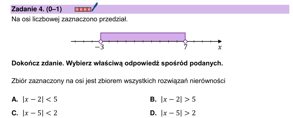 Zadanie 4: Przedział na osi liczbowej - matura matematyka 2024
