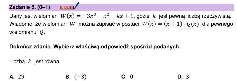 Zadanie 8: Współczynnik wielomianu - matura matematyka 2024