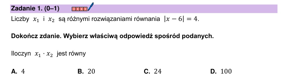 Zadanie 1: Iloczyn rozwiązań równania - matura matematyka 2025