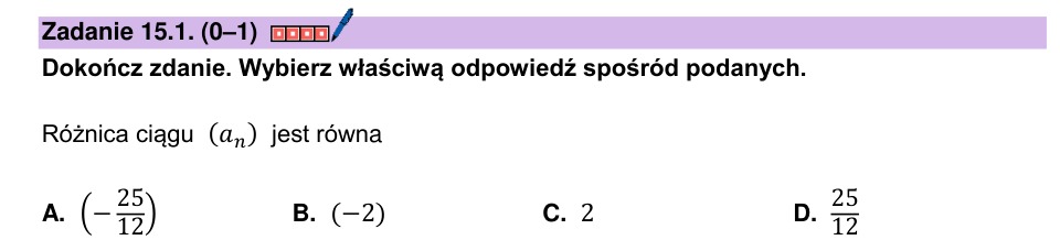 Zadanie 15.1: Różnica ciągu - matura matematyka 2025